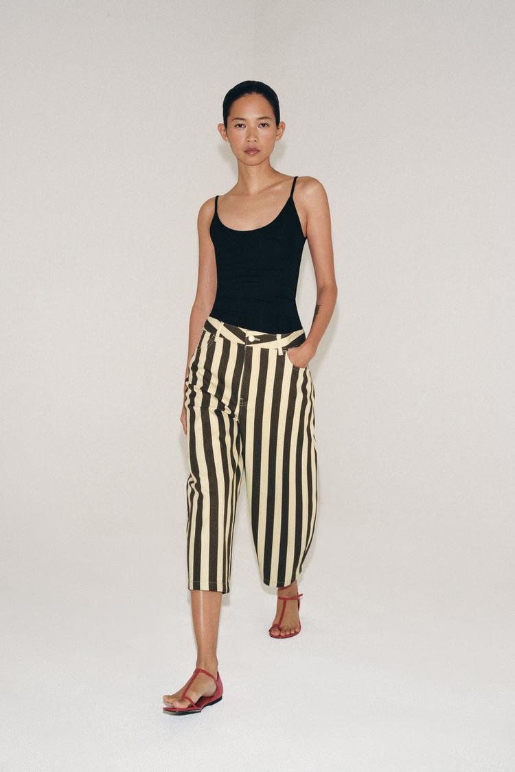 ZW COLLECTION STRIPED CROPPED TROUSERS