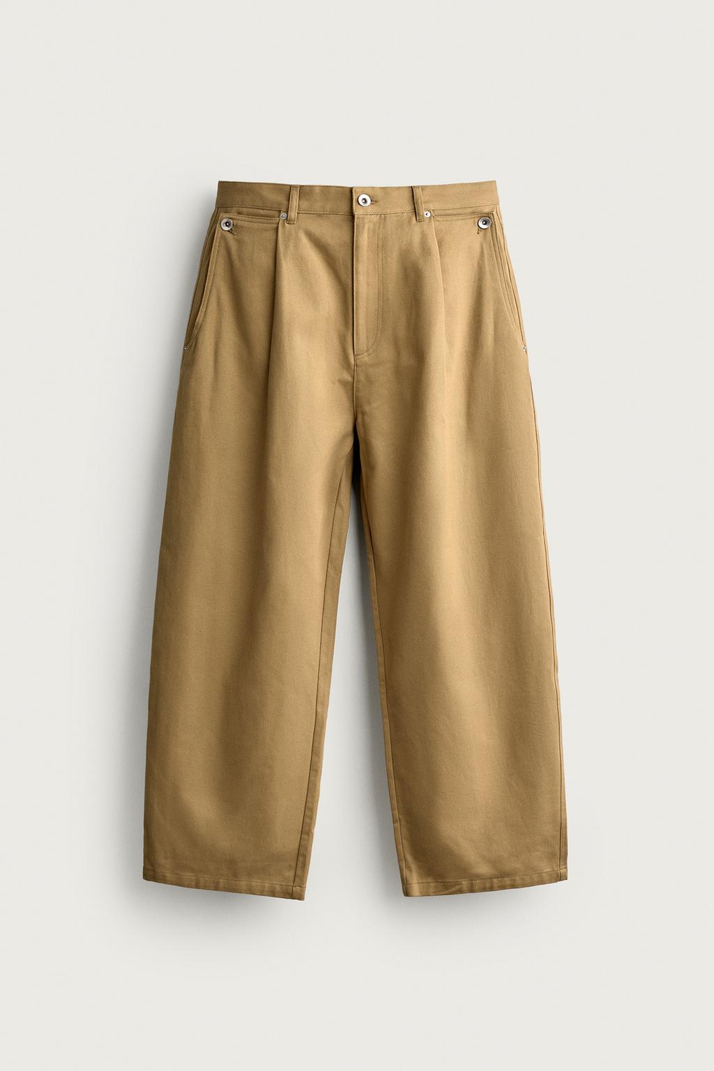BARREL-LEG PLEATED TROUSERS