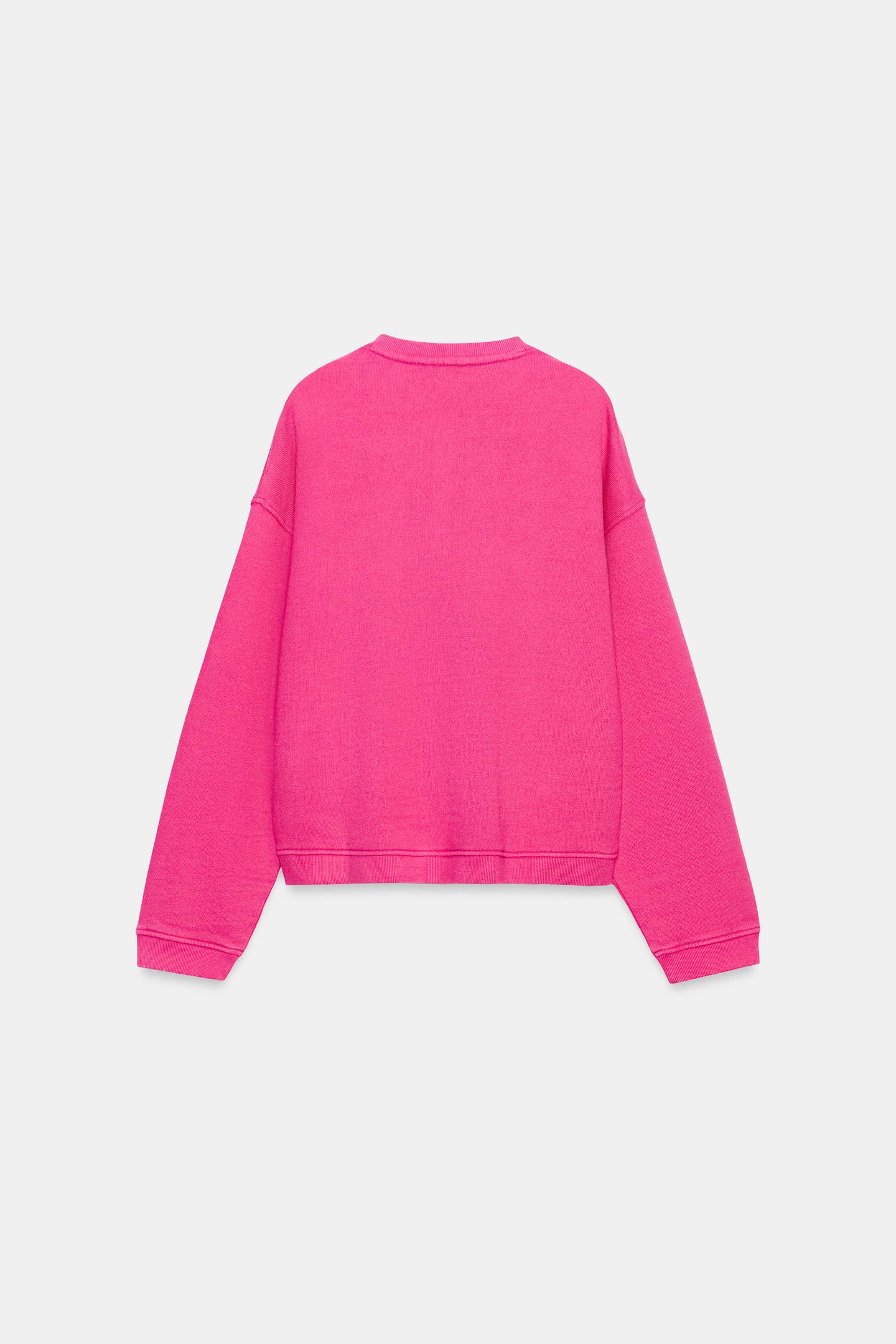 Женская толстовка Zara Washed-Effect Button, цвет: Фуксия — фото 6