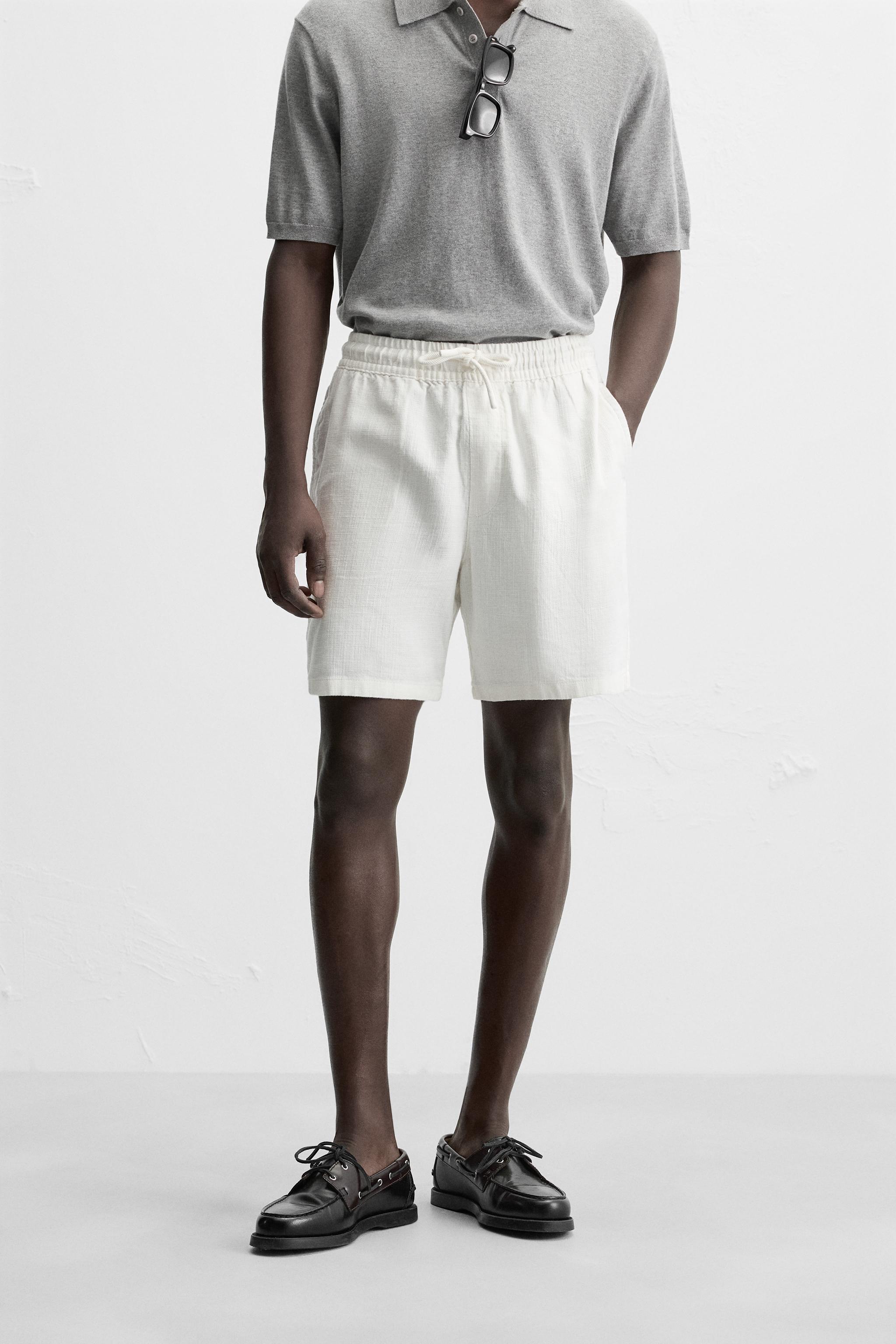 らたらたらた TEXTURED REGULAR FIT SHORTS - Black | ZARA United States