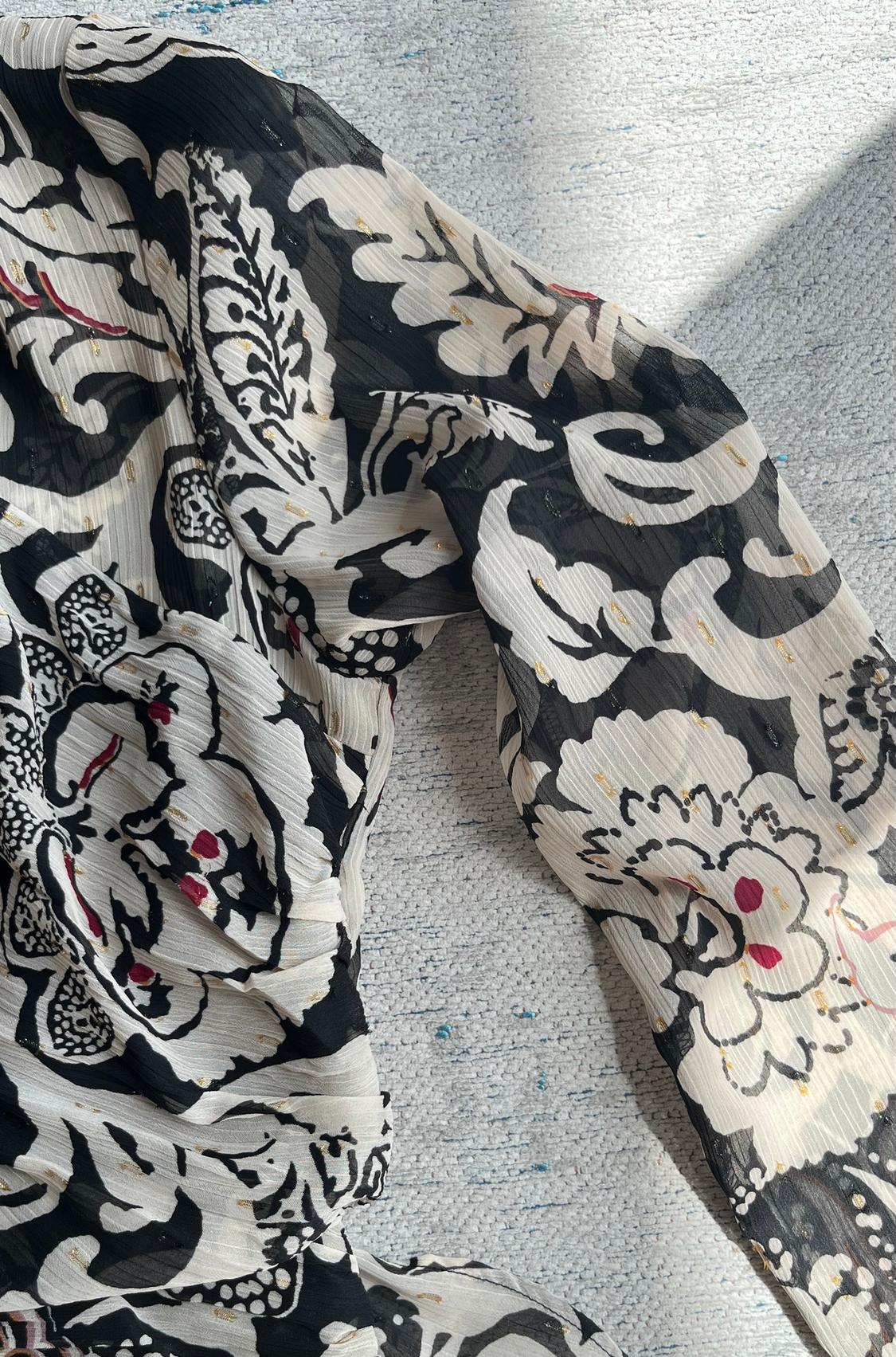 SHORT PRINTED DRESS WITH METALLIC THREAD - Image 4