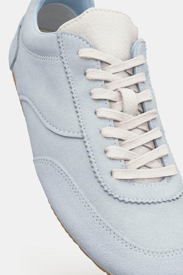 CONTRAST LEATHER TRAINERS - Light Blue by Zara - Image 9