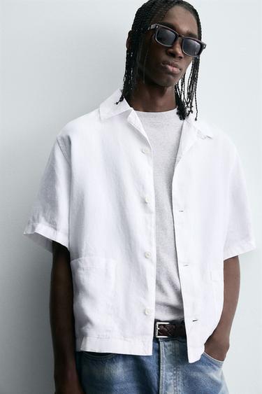CHEMISE 100 % CHANVRE COUPE DÉCONTRACTÉE - Blanc de Zara