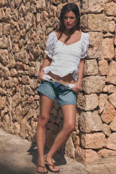 TOP COMBINADO FRUNCES - Blanco de Zara - Imagen 0