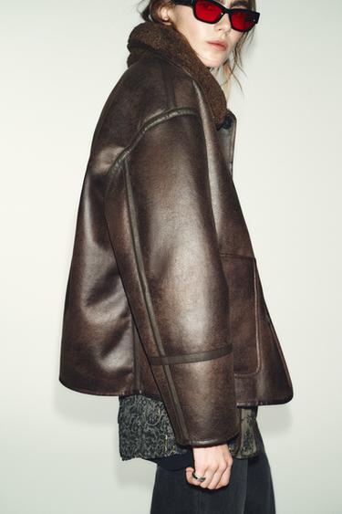 VESTE DOUBLE FACE RÉVERSIBLE - Marron de Zara - Image 4