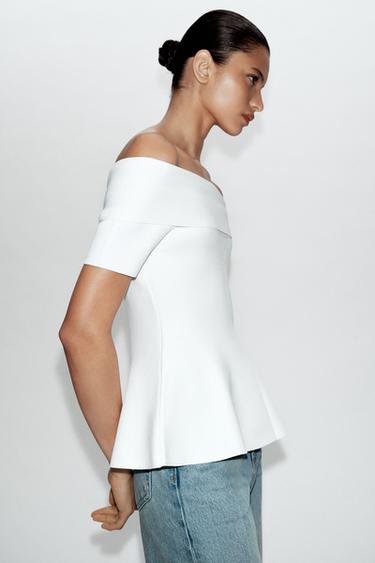 Zara BOAT NECK KNIT TOP - White