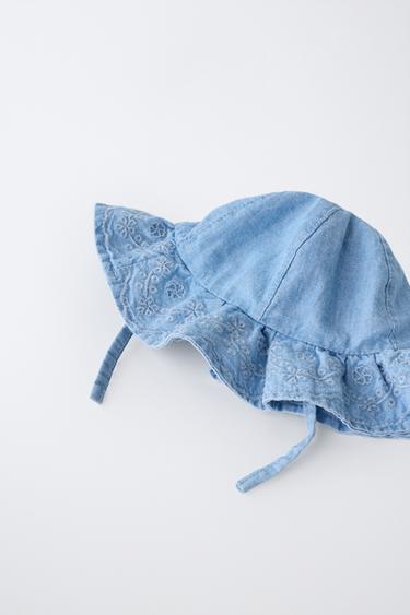 EMBROIDERED DENIM HAT - Mid-blue by Zara - Image 1