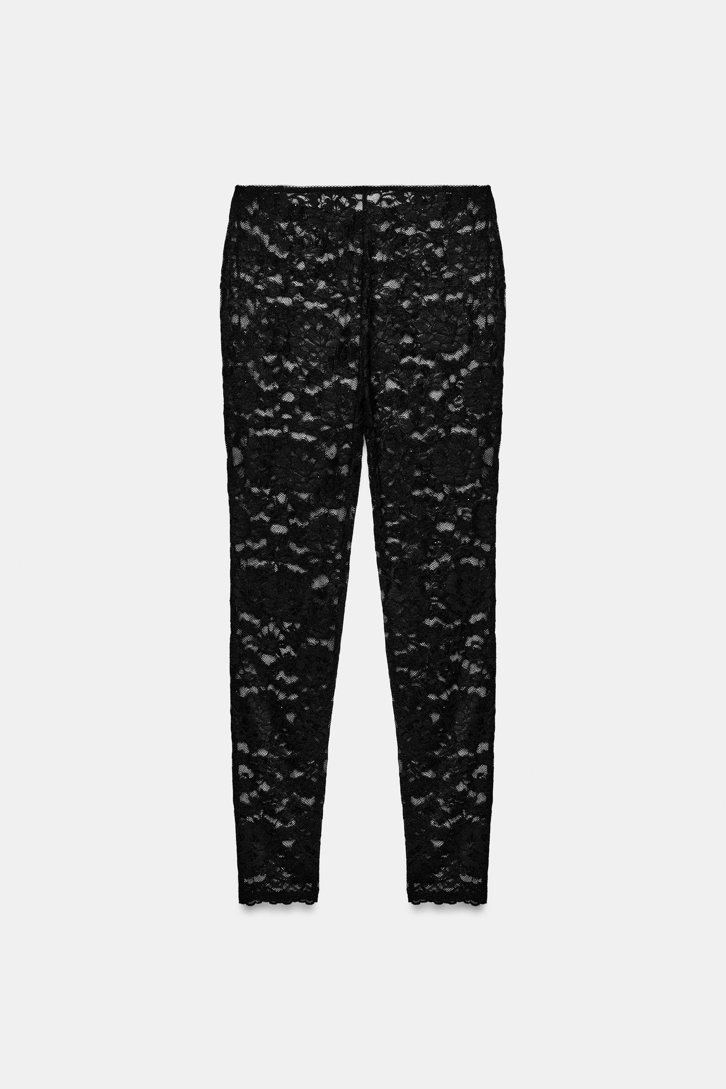 Женские леггинсы Zara Lace, цвет: Чёрный — фото 7