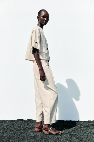 VESTE À MANCHES RETROUSSÉES - Sable de Zara - Image 3