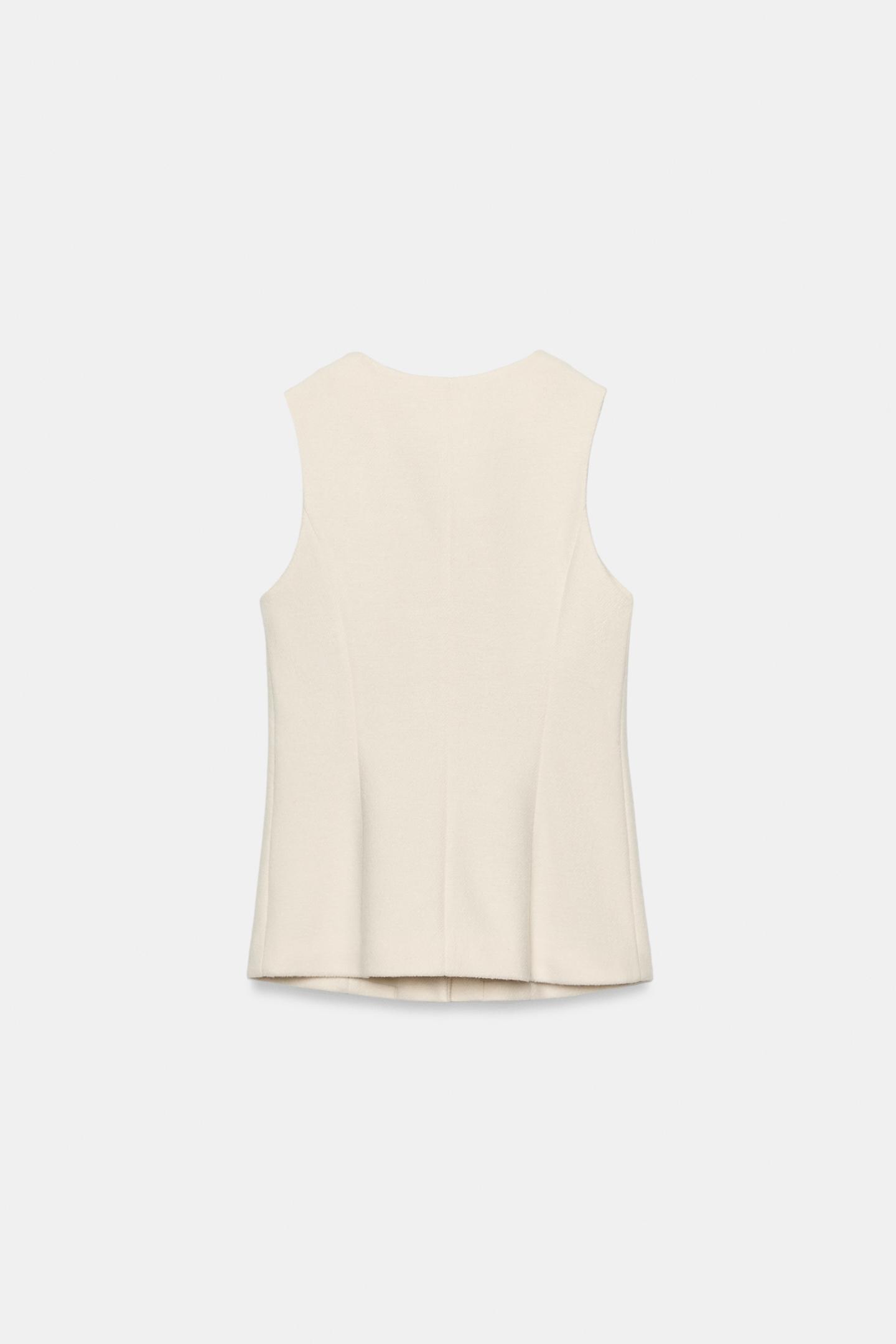 Женский жилет Zara Wool Blend Vest, цвет: Экрю — фото 6