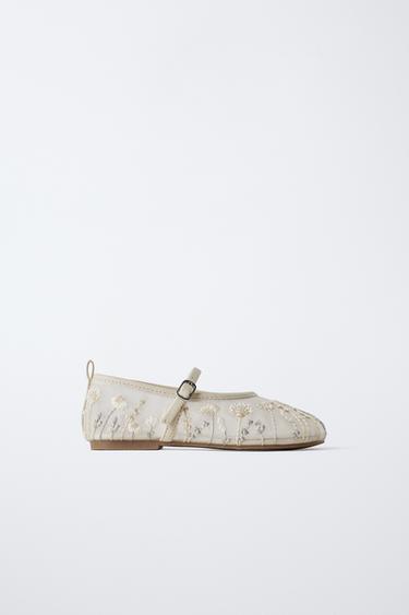 BALLERINES BRODÉES - Blanc écru de Zara