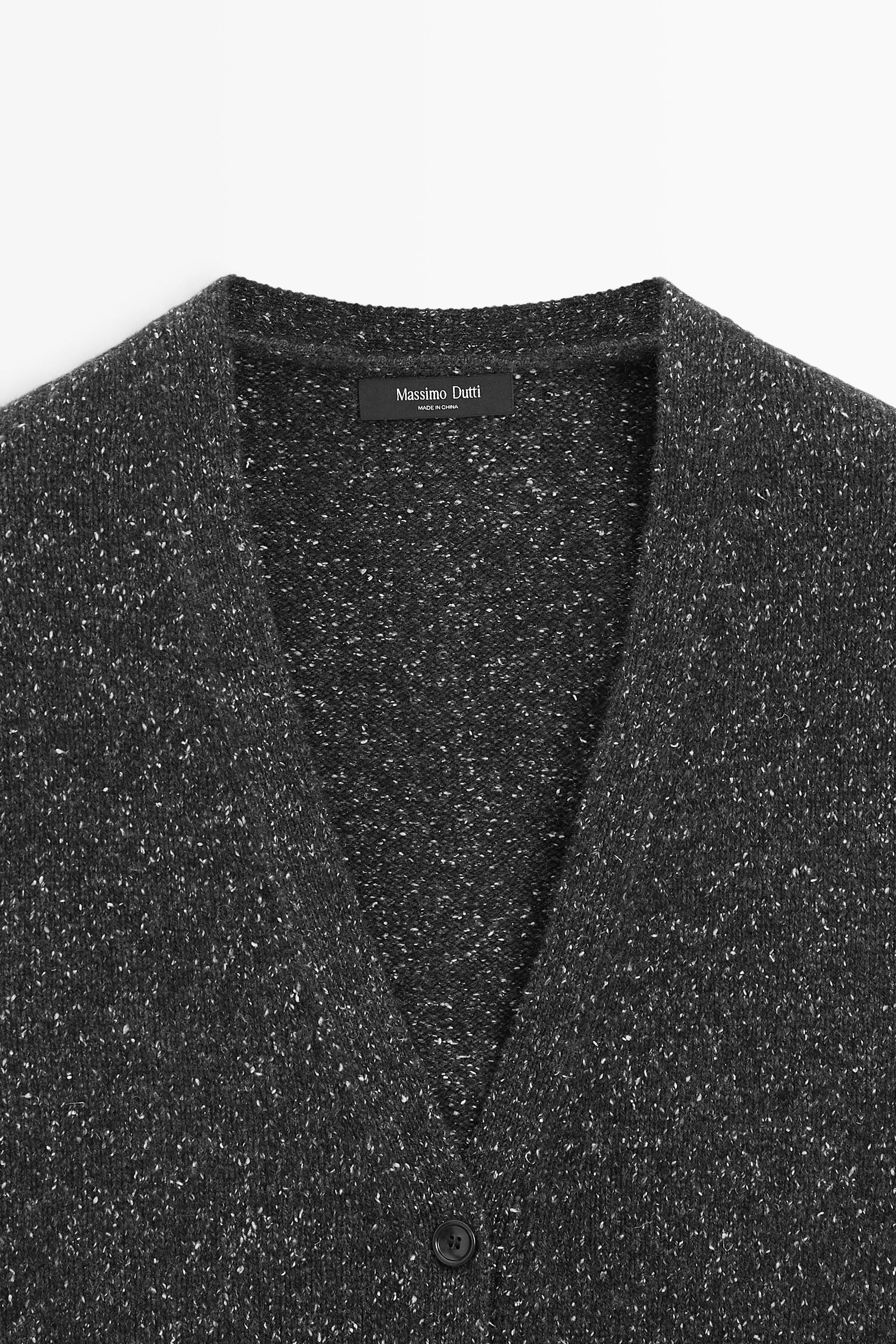 Cardigan en maille chinée laine et cachemire