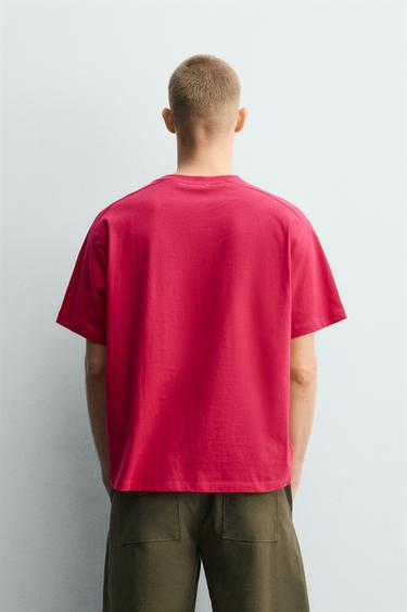 T-SHIRT RELAXED FIT À COUTURES - Fuchsia de Zara - Image 2