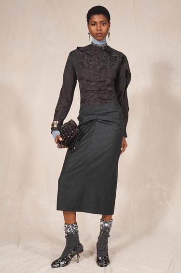Zara LIMITED EDITION JACQUARD COMBINED DRESS - Dark gray