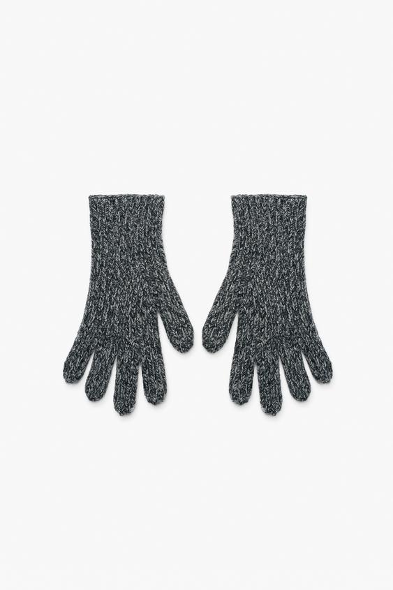 Zara WOOL KNIT GLOVES - Dark gray - Image 0