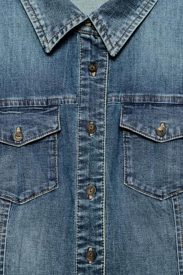 CHEMISE EN DENIM TRF À POCHES - Bleu de Zara - Image 7