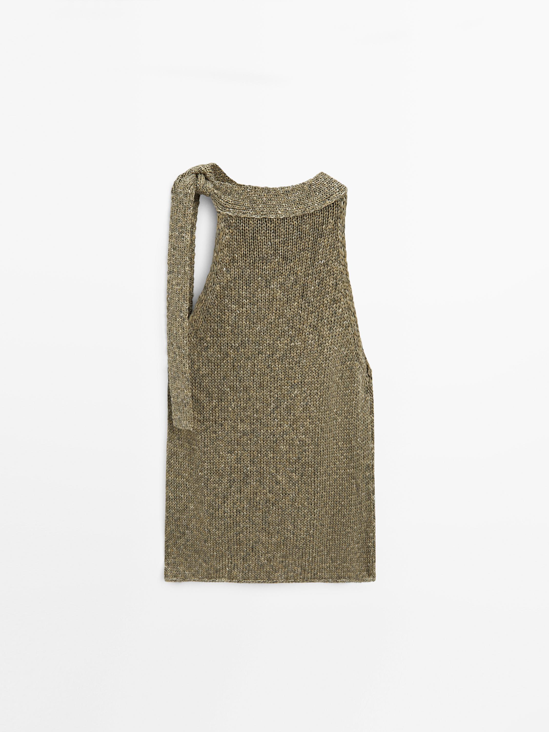 100% cotton halter top with tie detail