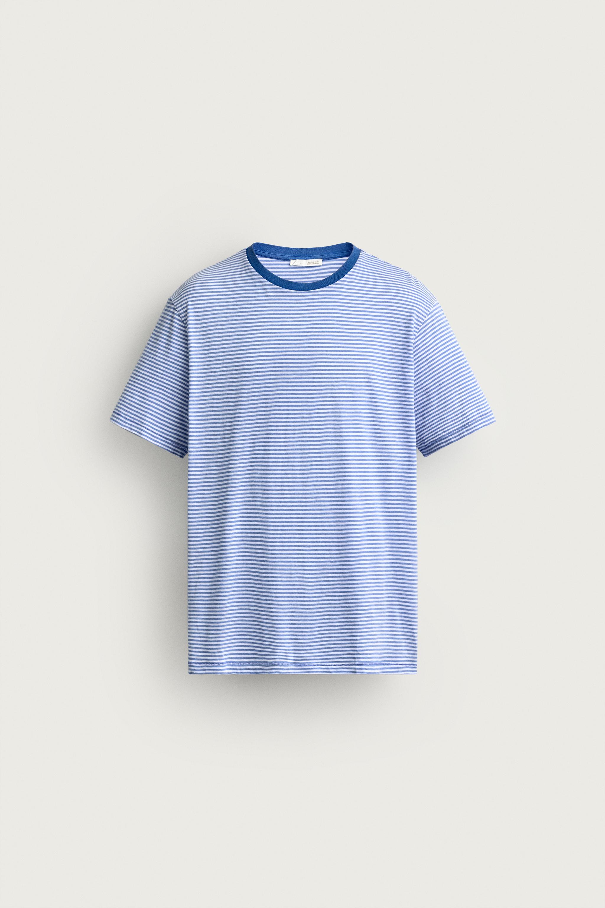 REGULAR FIT STRIPED T-SHIRT — Blue
