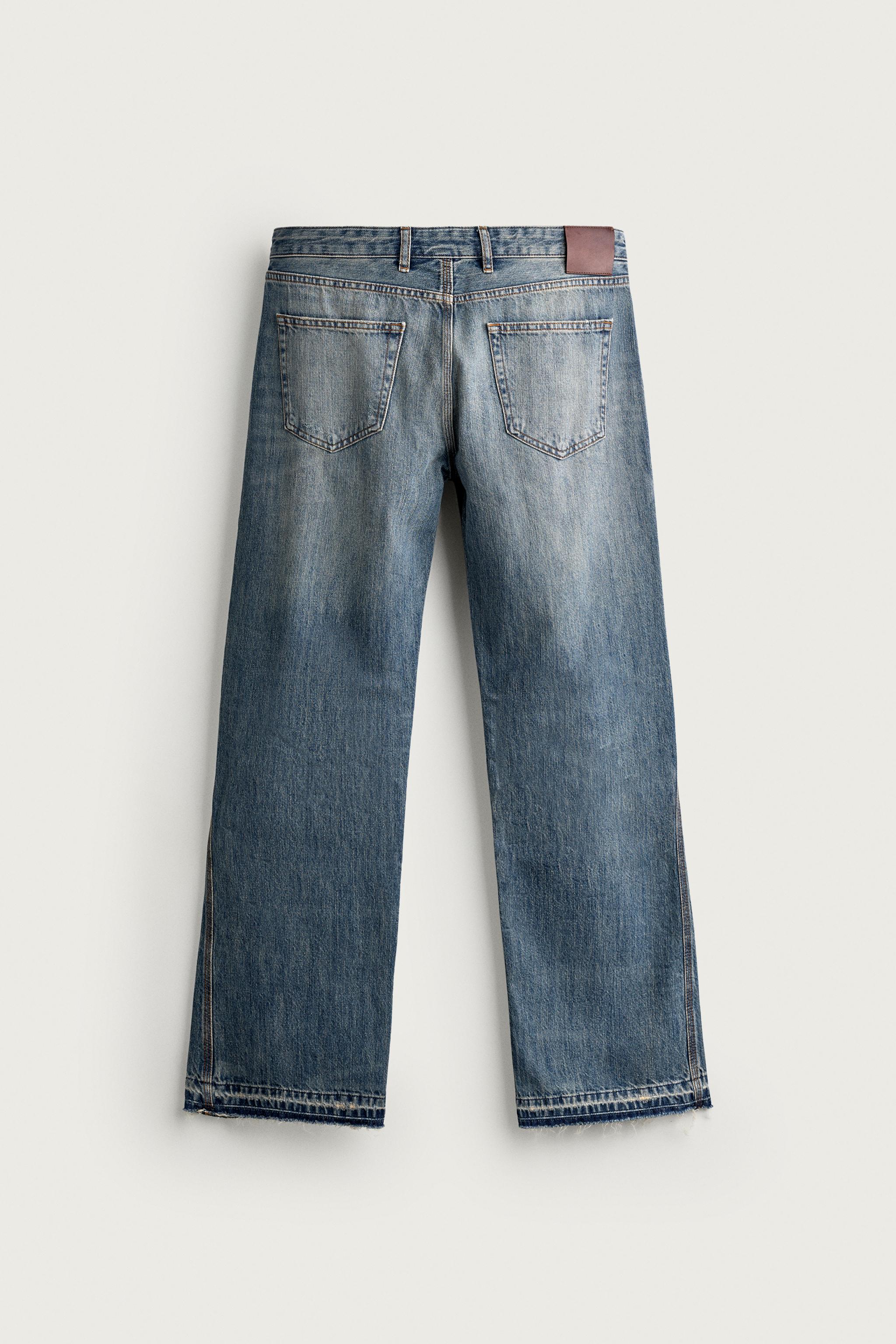 LOW-RISE DISTRESSED BOOTCUT JEANS — Blue / Green
