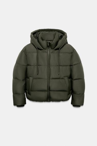 SHORT WATER-REPELLENT AND WINDPROOF HOODED ANORAK - Khaki by Zara - Image 0
