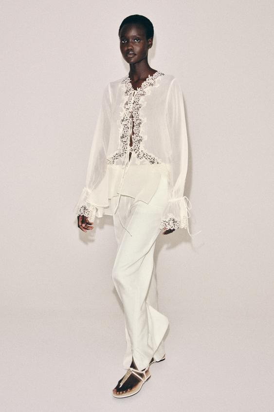 ZW COLLECTION COMBINATION LACE BLOUSE from Zara - $89.90