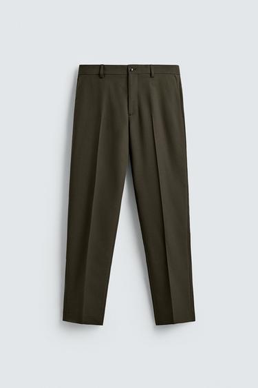 SLIM FIT SUIT TROUSERS - Khaki by Zara