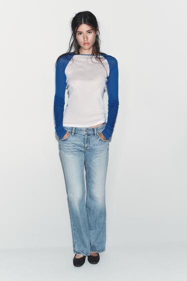 SUPIMA® LONG SLEEVE T-SHIRT - White / Navy by Zara