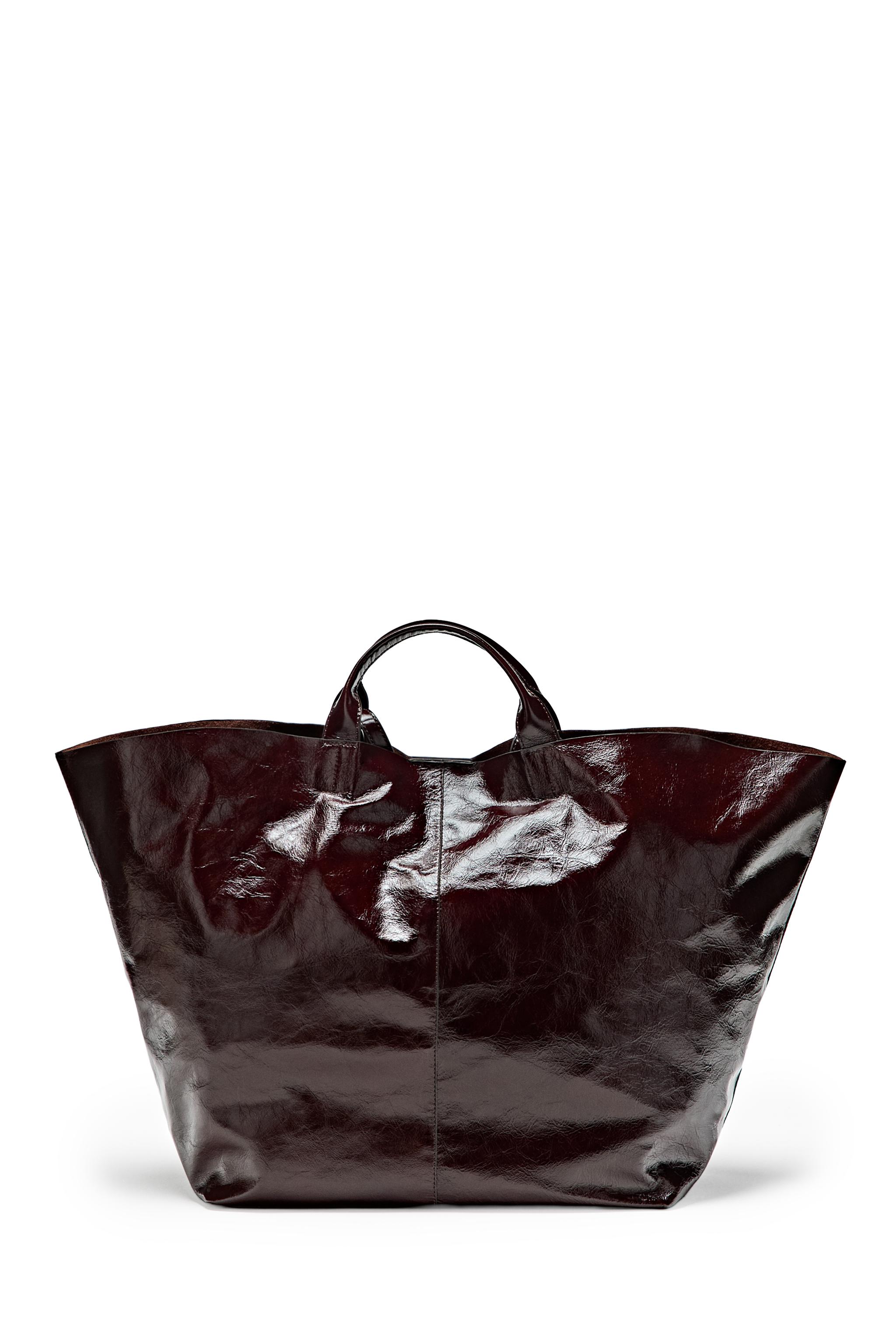 Maxi crackled nappa leather tote bag - Chocolate | ZARA United States