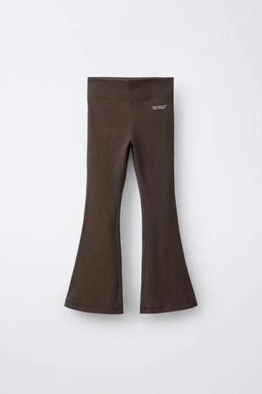 LEGGINGS FLARE TEXT - Marró de Zara