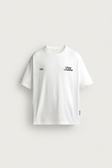 ФУТБОЛКА RELAXED FIT С ПРИНТОМ "КОСТИ" — БЕЛЫЙ от Zara