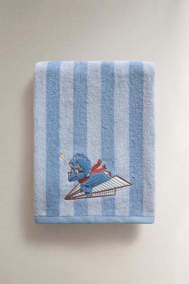 KIDS' DINOSAUR BATH TOWEL - Blue by Zara
