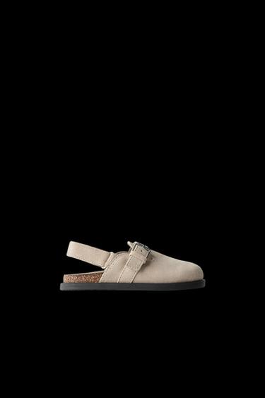 ZUECO PIEL SERRAJE - Blanco Crudo de Zara - Imagen 0