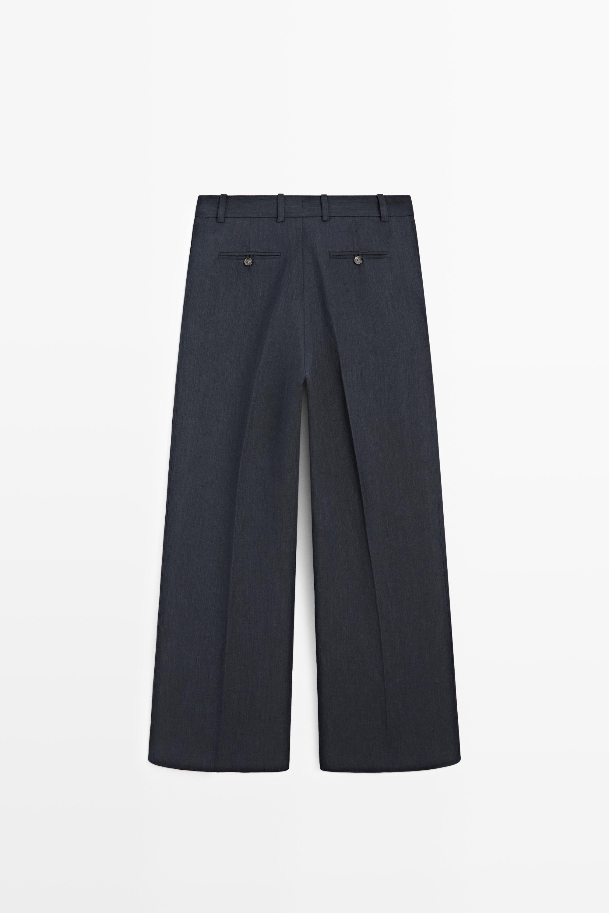 Melange linen suit pants