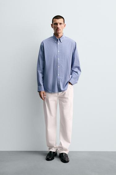 REGULAR FIT CHECK SHIRT - Blue by Zara - Image 0