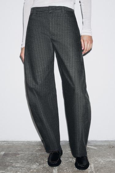 HOSE MIT STREIFEN ZW COLLECTION - Grau von Zara