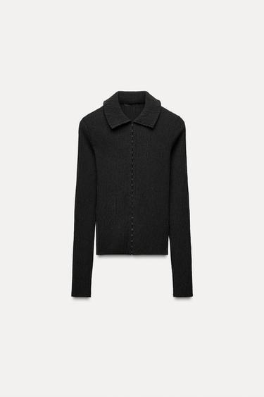 TEXTURED TOP - Charcoal grey by Zara