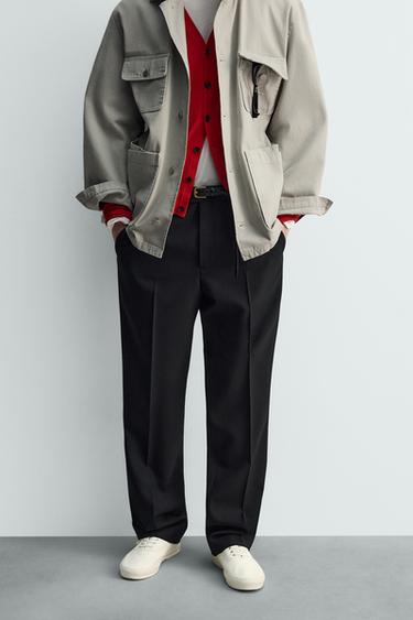 PANTALON STRAIGHT FIT AVEC LAINE ÉDITION LIMITÉE - Noir de Zara