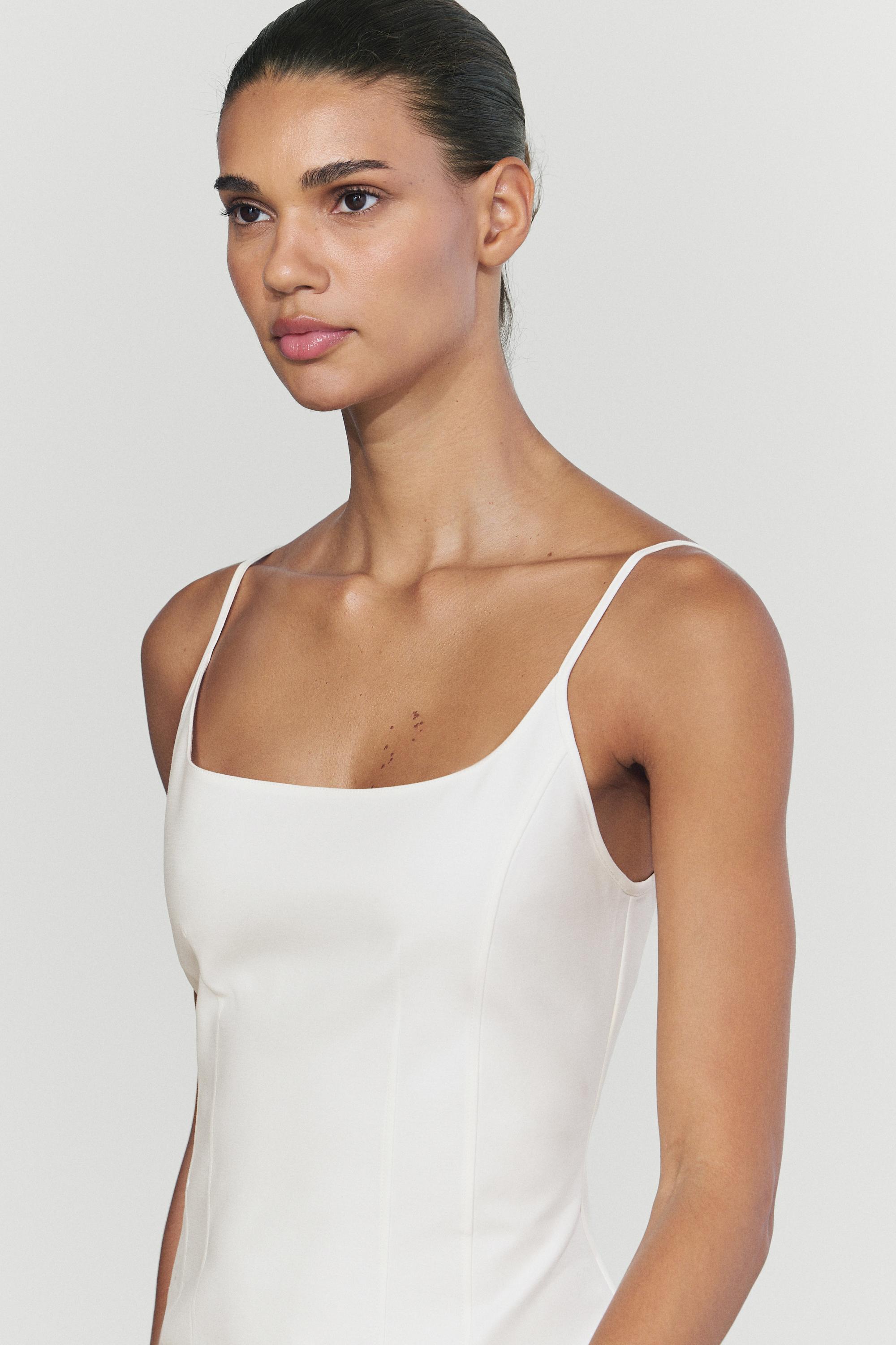 Cotton blend stretch midi dress