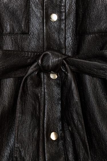 VESTE LONGUE EN MATIÈRE SYNTHÉTIQUE AVEC CEINTURE - Marron de Zara - Image 7