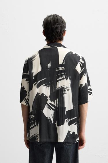 ABSTRACT PRINT SHIRT - Black / Ecru by Zara - Image 2