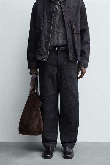 RELAXED FIT DENIM CHINO TROUSERS - Indigo by Zara