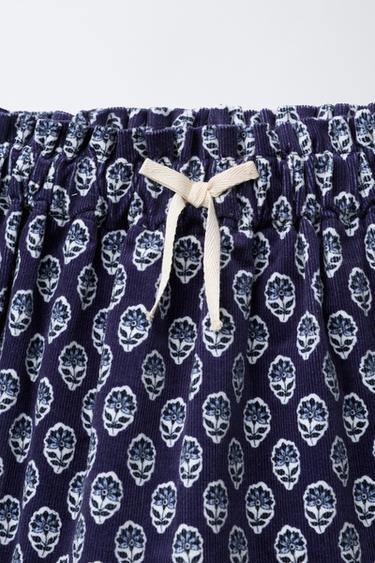 JUPE-SHORT EN CORDUROY À FLEURS - Bleu de Zara - Image 2