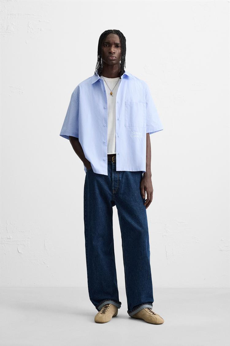 Camisa Oversize Camisa Rayas Azul Zara CAMISA RAYAS TEXTO Rayas