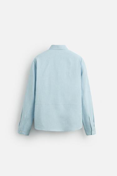 LINEN/COTTON SHIRT - Sky blue by Zara - Image 7