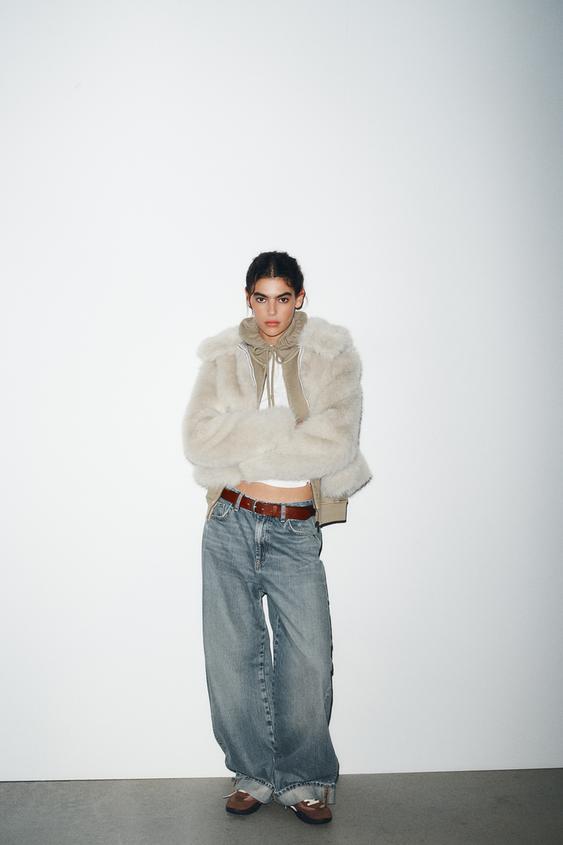 SHORT FAUX FUR ZIP-UP COAT