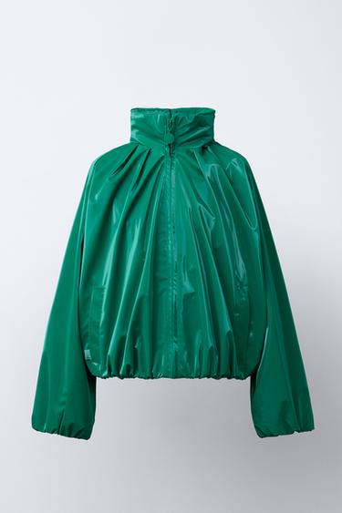 SHINY WATER-RESISTANT RAINCOAT - Green by Zara - Image 0