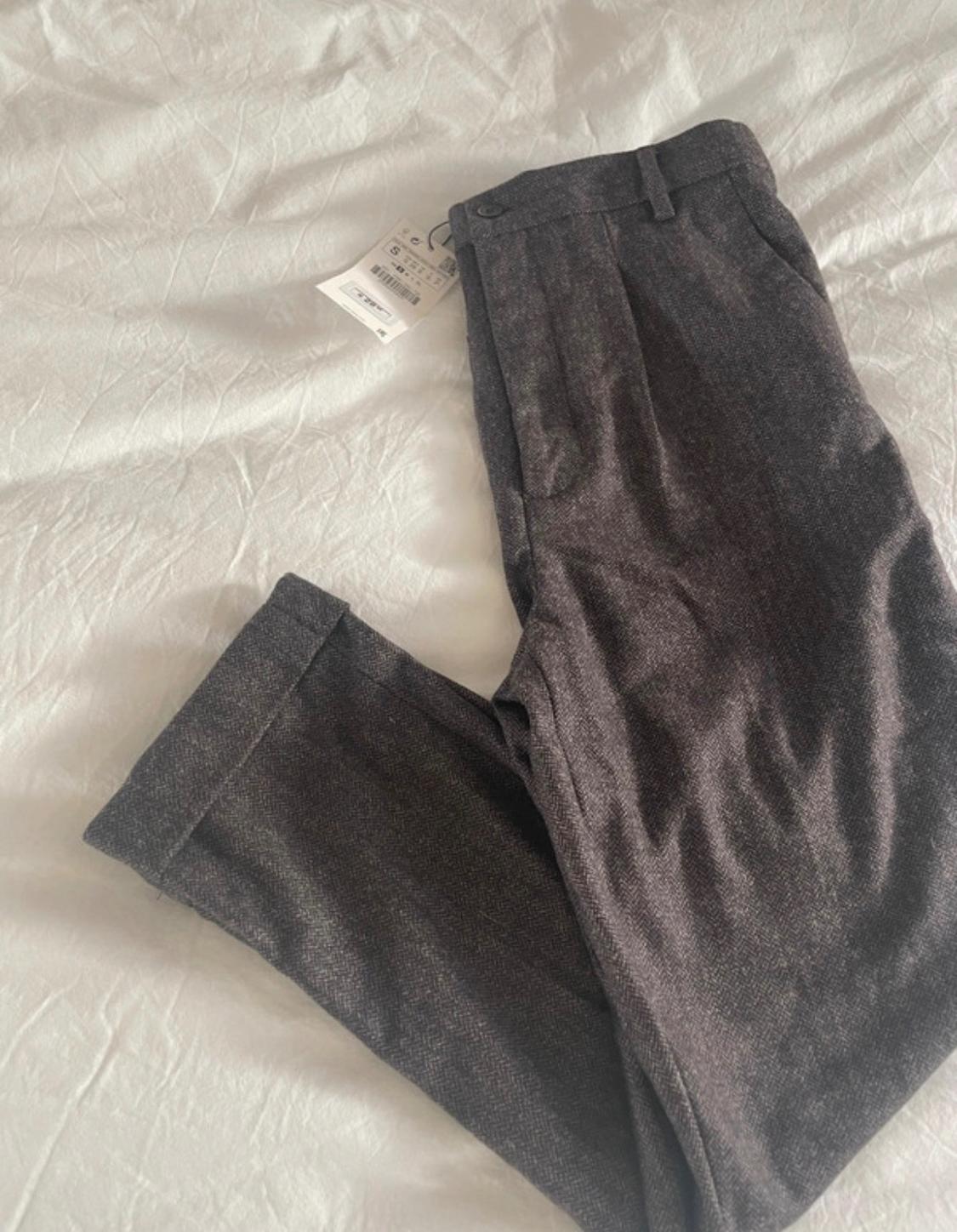 PANTALÓN GRIS  MARRÓN CON BAJO DOBLADO Y DE TIRO ALTO - Image 5