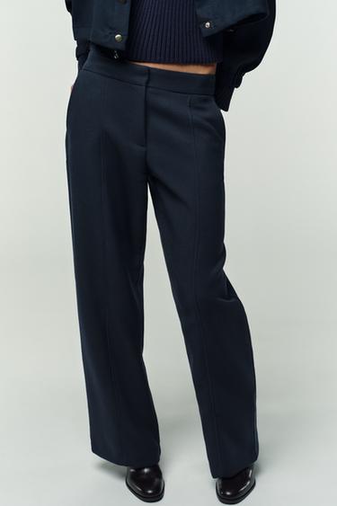 PANTALON DROIT NERVURÉ - Bleu marine de Zara - Image 1