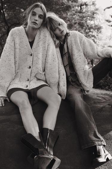 PINCHITA OVERSIZED KNIT CARDIGAN - Sand / Marl by Zara - Image 0