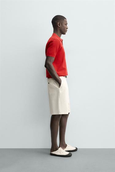 POLO EN MAILLE REGULAR FIT STRUCTURÉ - Rouge de Zara - Image 3